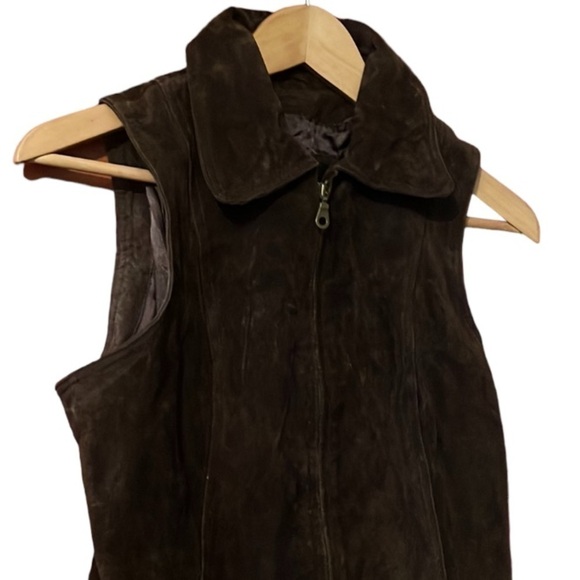 Wilson Leather Maxima Suede Vest Sz Medium Brown Zip Up - Picture 3 of 9